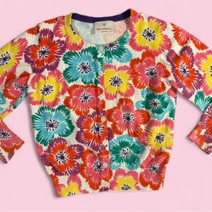 Hanna Andersson Bright Floral Button-Front Cardigan (Size 120 / 6–7)